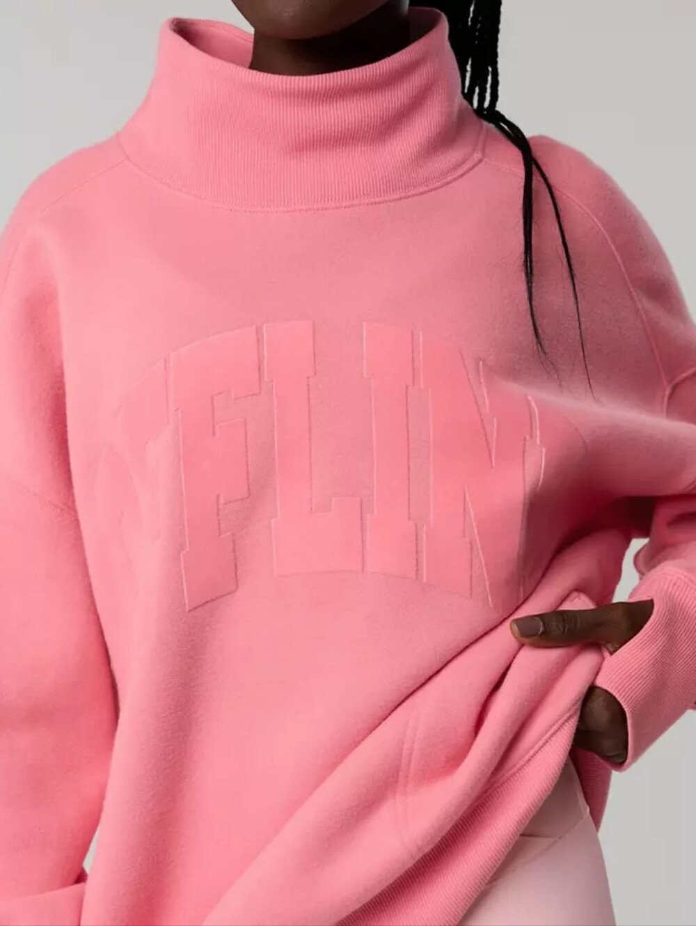 Womens OFFLINE by Aerie Pink Cloud Fleece Oversized Mockneck Sweatshirt- S - Picture 2 of 8